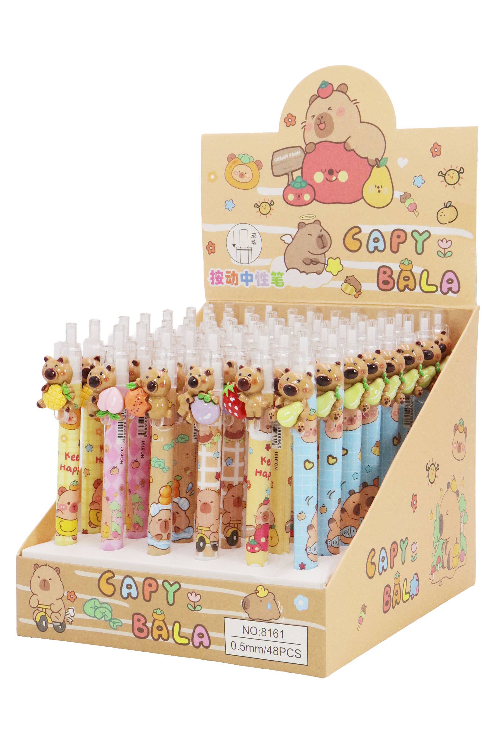 ASSORTITI Penna a scatto con ciondolo in resina di capibara - 48 pezzi in vendita all'ingrosso su Faire1