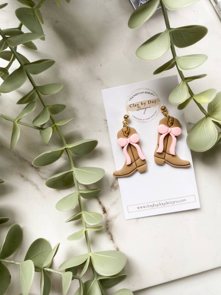 Country Cowboy/Cowgirl Boots - clay festival earrings for wholesale by Clay by Day Designs