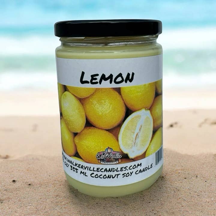 Lemon Eco-friendly 12 oz Coconut Soy Candle for wholesale by Walkerville Candles