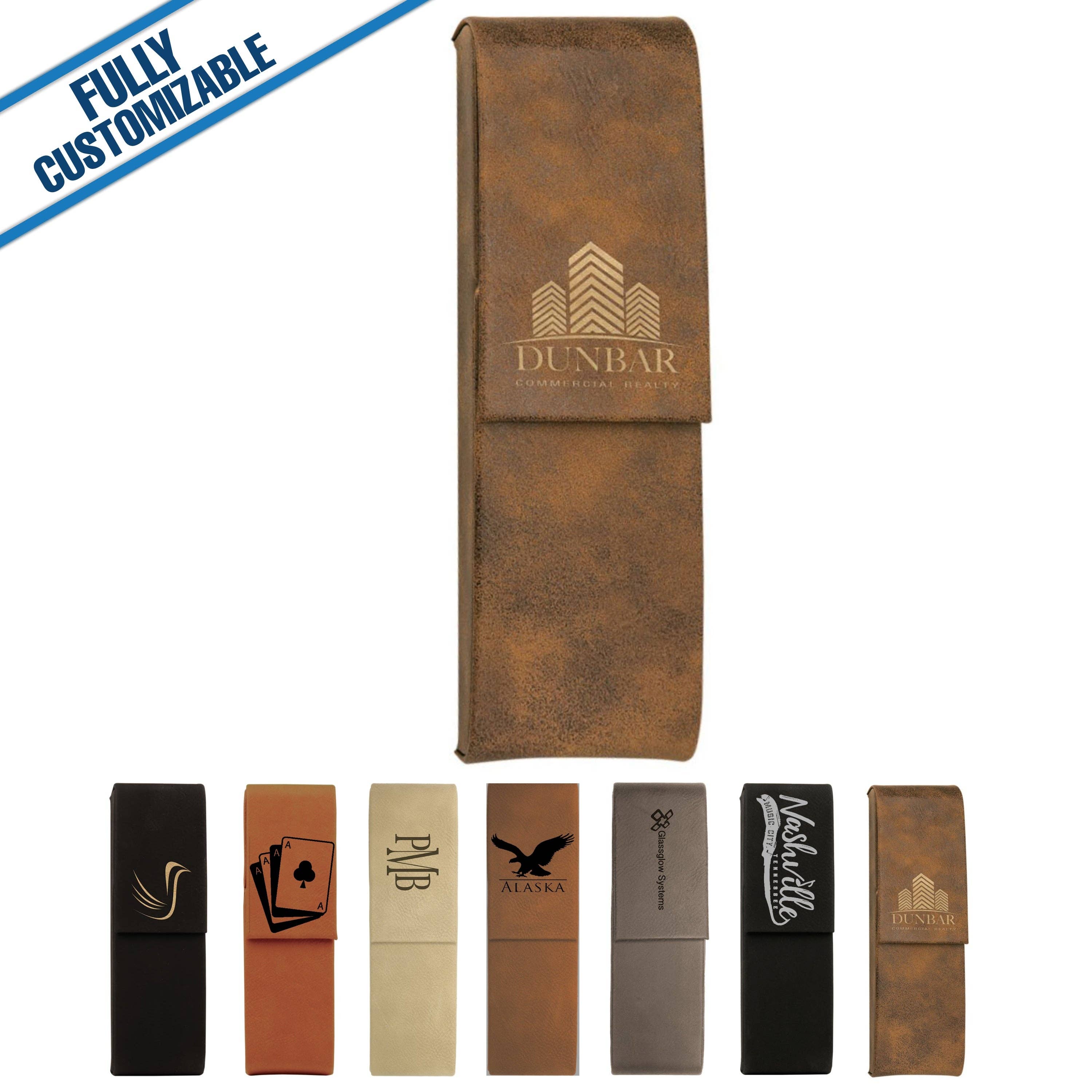 GiftWorksPlus - Vente Étuis/trousses à crayons - Étui à stylos double en similicuir gravé - Entièrement personnalisable7