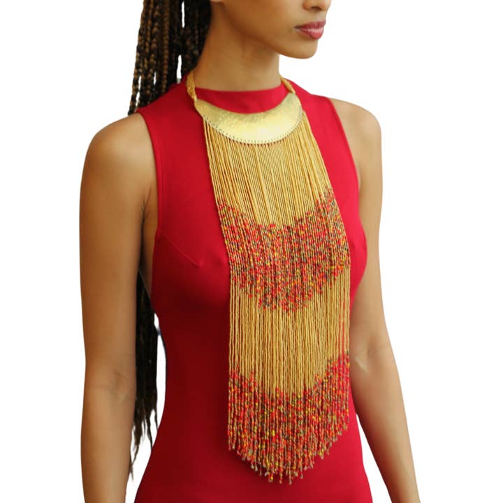 KENDI AMANI - Wholesale Beaded/Pearl Necklace - Maasai Long Beaded Statement Necklace – Handmade African Jewelry13