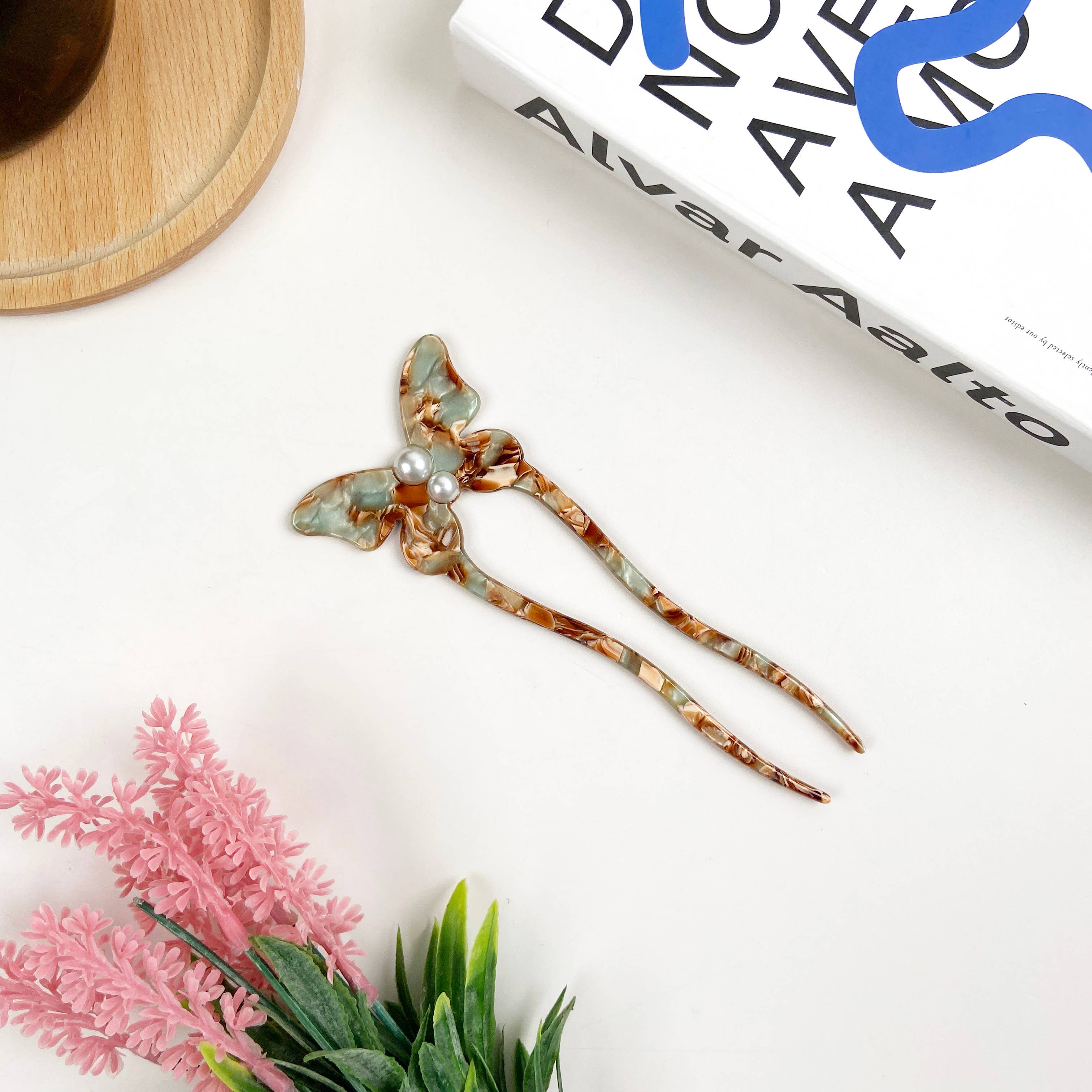 TheDivaSoap - Venta al por mayor Horquillas para el pelo - Horquilla de acetato Pearl Butterfly1