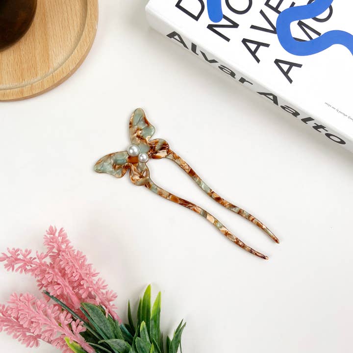 TheDivaSoap - Venta al por mayor Horquillas para el pelo - Horquilla de acetato Pearl Butterfly1