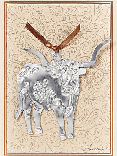 Longhorn Keepsake Ornament on Greeting Card for wholesale by Alessaro Designs