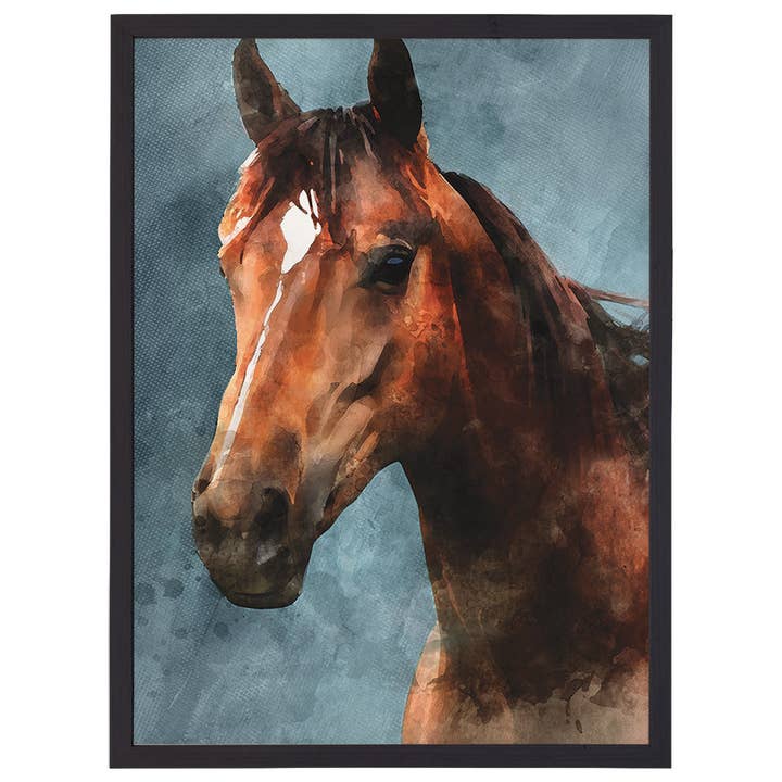 Horse Blue Background - Thin Frame Rectangle for wholesale by Sincere Surroundings