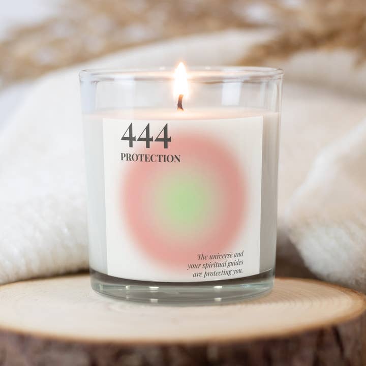 444 - Angel Number, Soy Wax Candle, 8oz, 45+ hours for wholesale by Emare Aroma