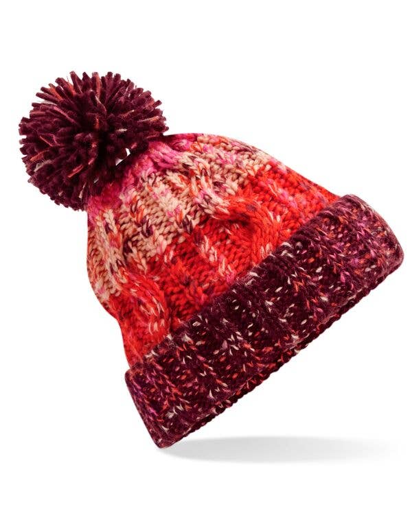 Logo Free Clothing – Engroshandel Beanie - Dame – Beechfield proptrækker Pom Pom Pom Beanie | Unisex | Kraftig kabelstrik | 15 farver | Én størrelse3