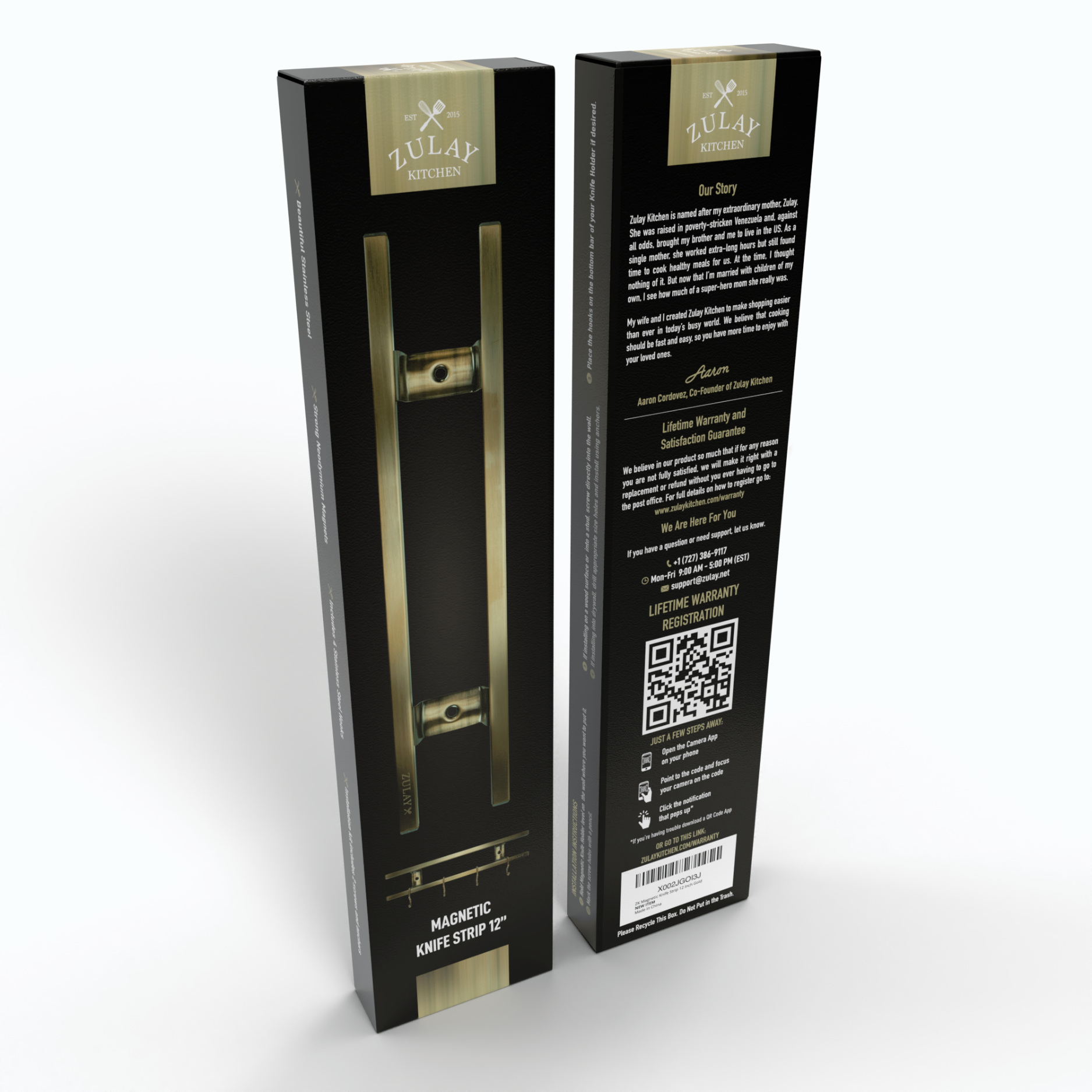 Zulay Kitchen – wholesale Knife storage – Stainless Steel Knife Magnetic Strip With Hanging Hooks16