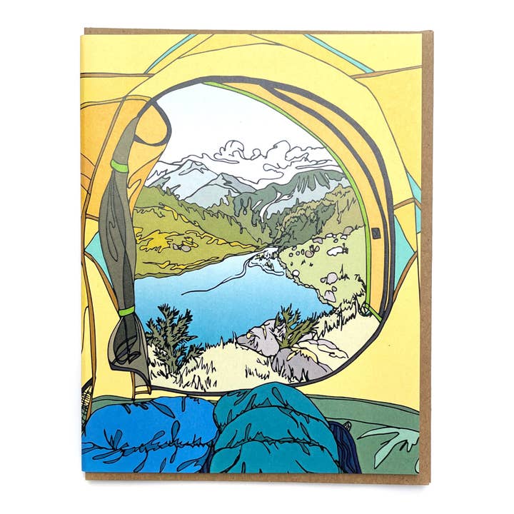 Tent Views Camping Card for wholesale by Wild Life Illustration Co.