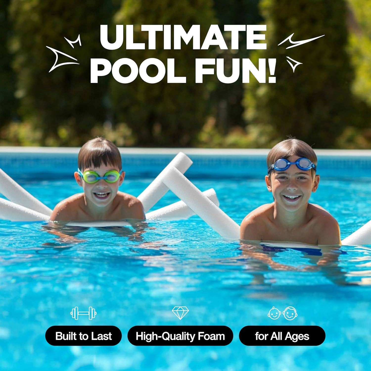 Play22 - Wholesale Strand/zwembad-speelgoed - Kinderen en baby - Zwembadnoedels Schuim 6-Pack – Grote Witte Zwemnoedelbuizen4