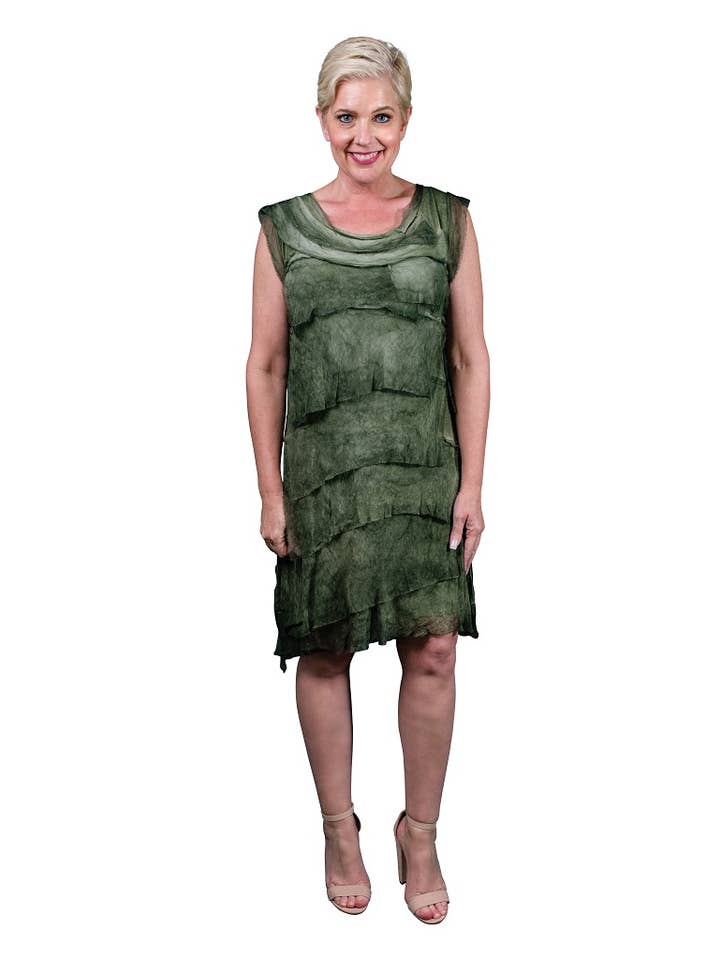 TINA Stephens Italy/Tees By Tina - Wholesale Dress – Women's - Mariana Silk Ruffle Dress (DT202)11