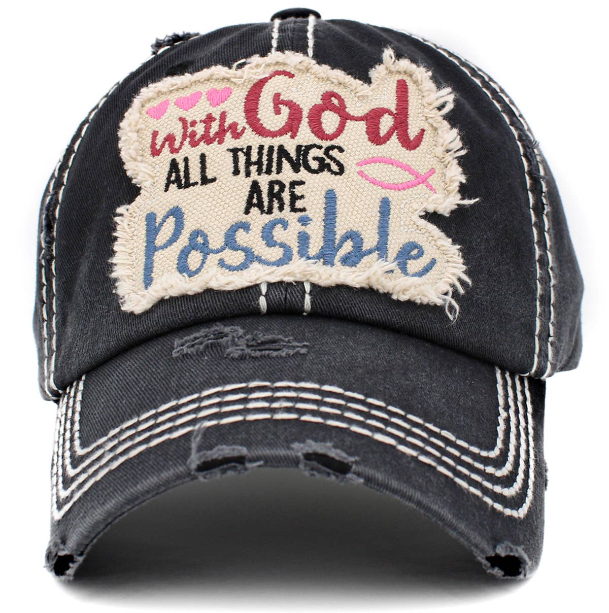 KBETHOS - Wholesale Baseball Cap - Women's - With God All Things Are Possible Vintage Ballcap11