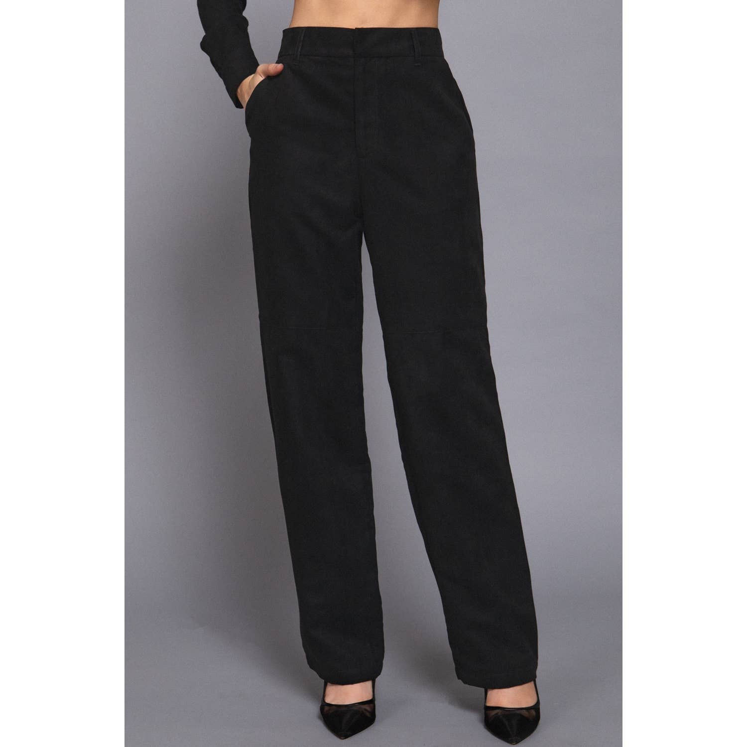 HiteJeans - Vente Pantalon – femme - PANTALON TISSÉ À JAMBES DROITES EN FAUX DAIM5