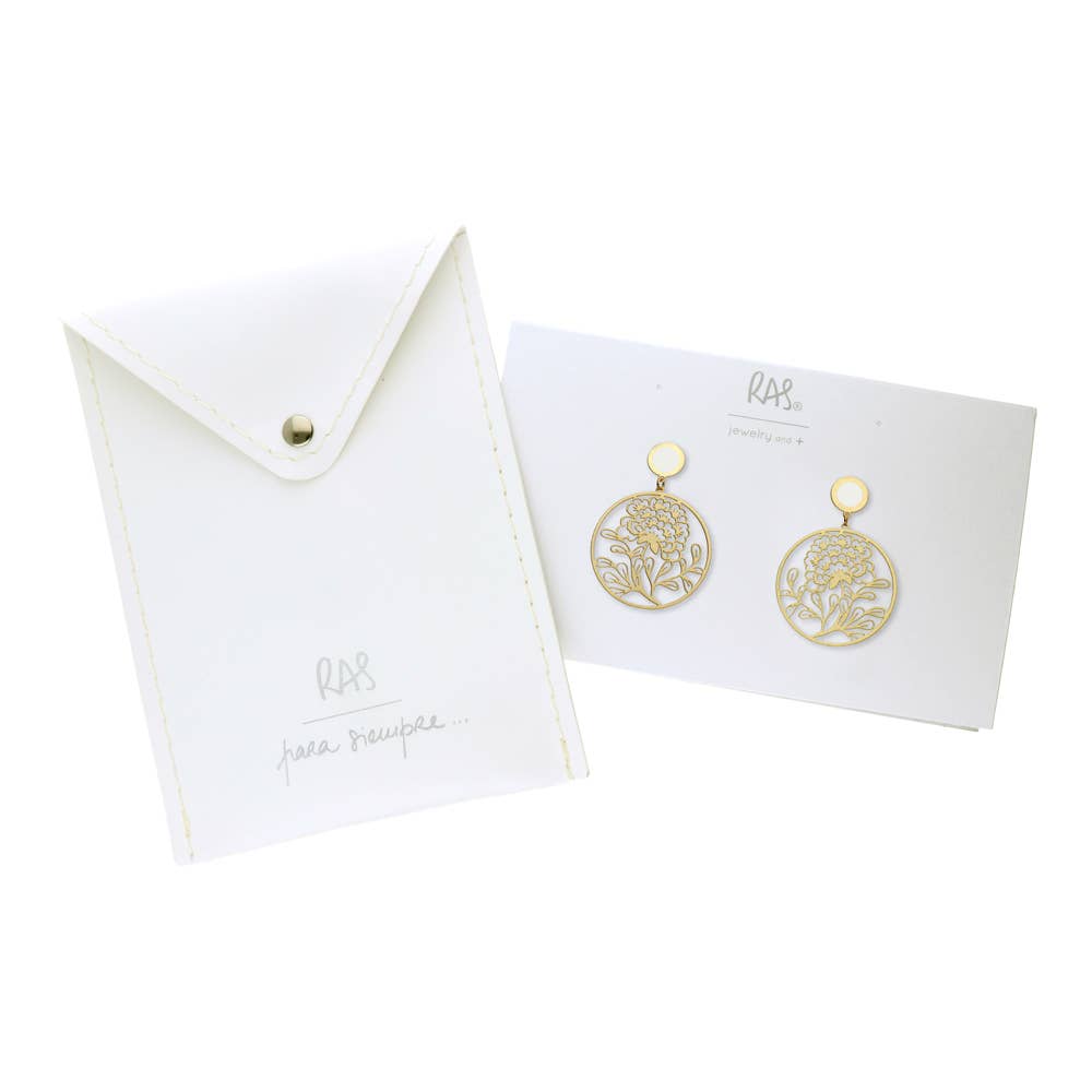 RAS – wholesale Stud/post earrings – Porcelana Flor Gold Plated Earring1