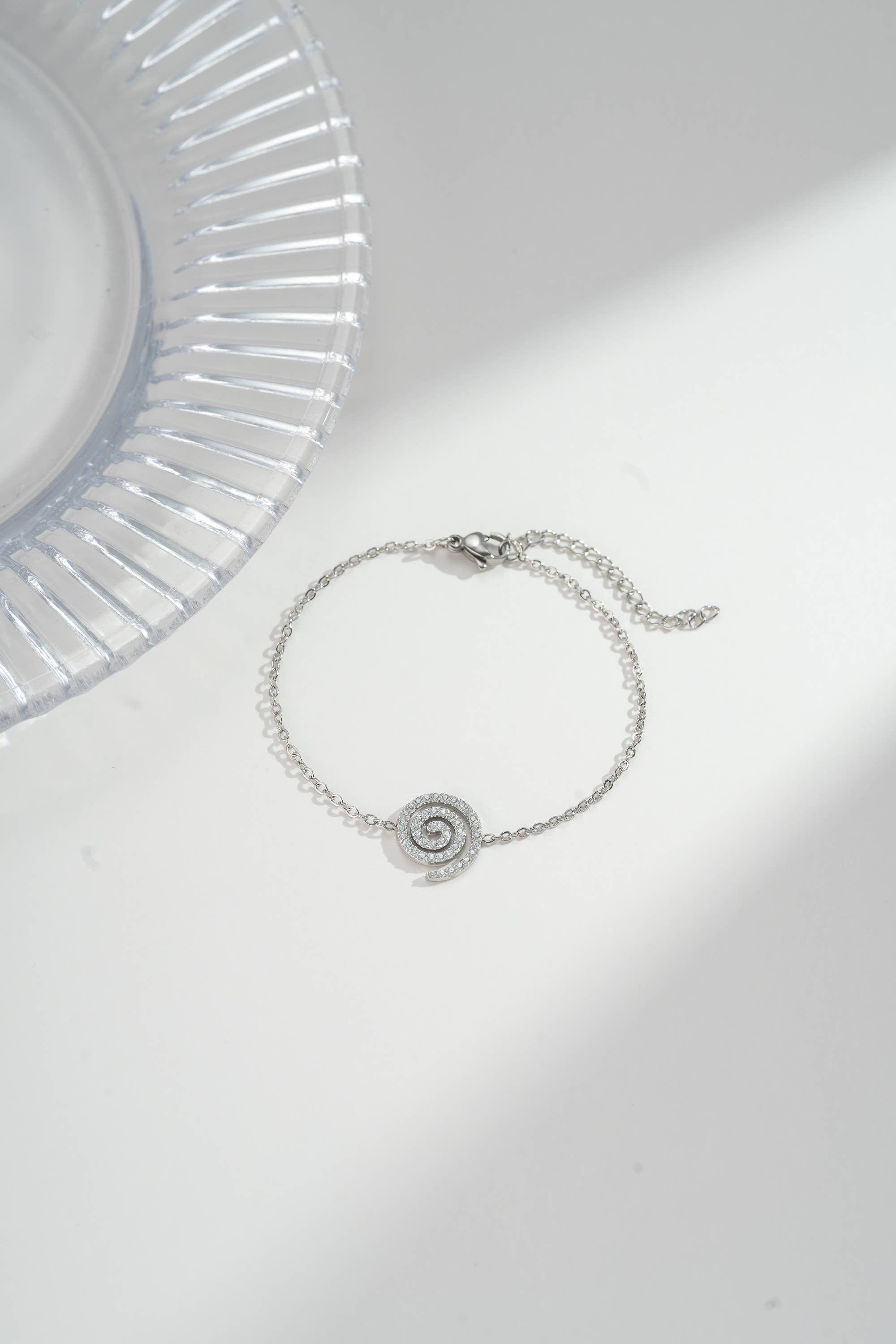 COSMOS - Vendita all'ingrosso Braccialetto con ciondolo/pendente - Bracciale sottile a spirale – cristallo, acciaio inossidabile1