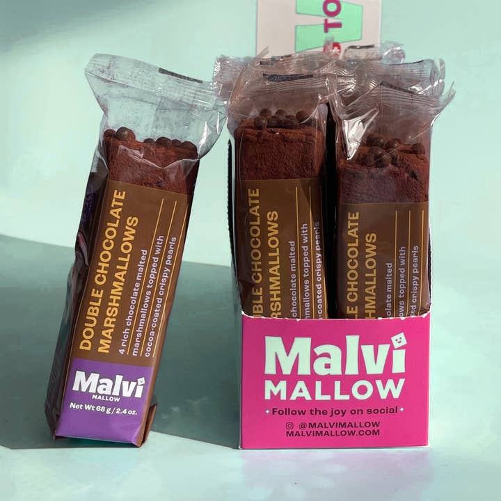 Malvi Mallow - Wholesale Marshmallow - Double Chocolate 4-Pack Marshmallows, Case of 12 Packs0