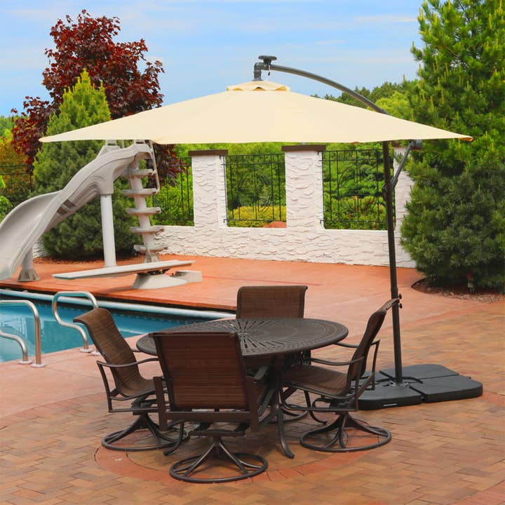 Sunnydaze Decor - Wholesale Patio Umbrella - 10 ft Solar Offest Steel Patio Umbrella with Crank - Beige