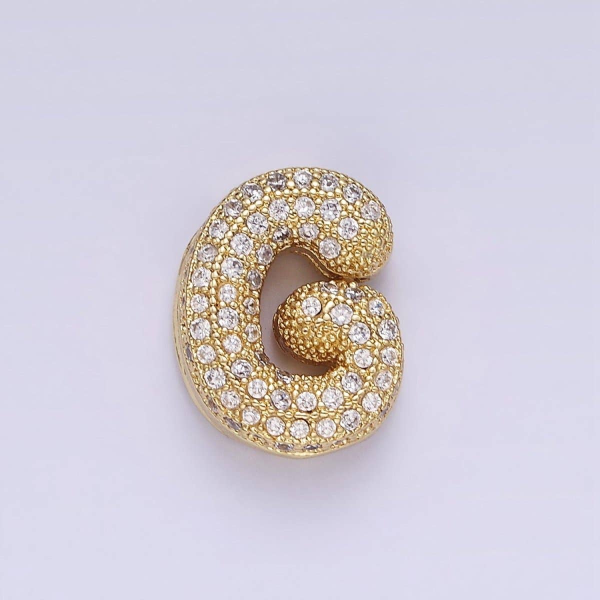 Aim Eternal – wholesale Individual charm/pendant – 14K Gold Filled 15mm Micro Paved Balloon Bubble Initial Letter Pendant | A1171-A11836