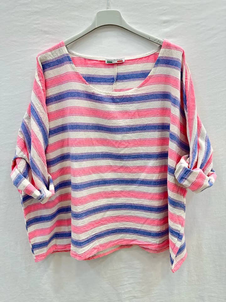 Mimi & Gogo - Wholesale T-Shirt - Women's - Oversized Multi Striped Top @11012_HMultiR2