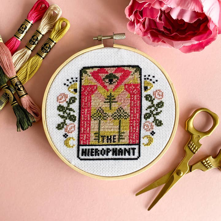 The Hierophant Tarot Card Cross Stitch Kit for wholesale by Innocent Bones