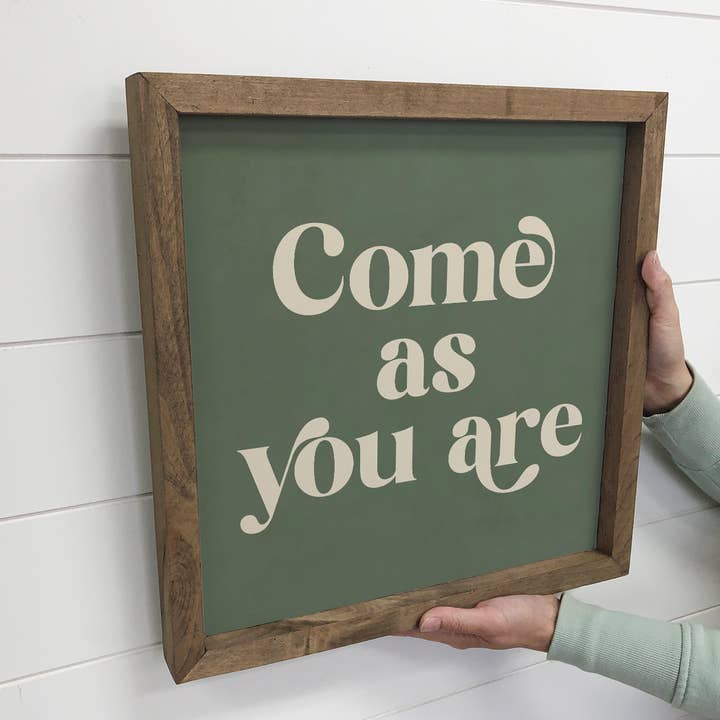 Hangout Home - Wholesale Sign - Quote Come As You Are - Word Art Wall Decor - Wood Framed2