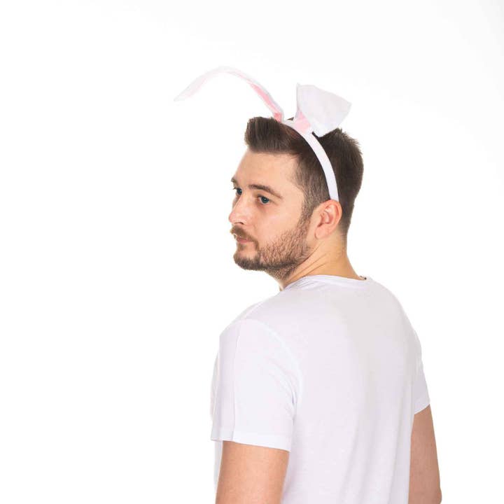 Funcredible – wholesale Fashion headband – women's – White Bunny Ears Headband - Plush Easter Rabbit Ears