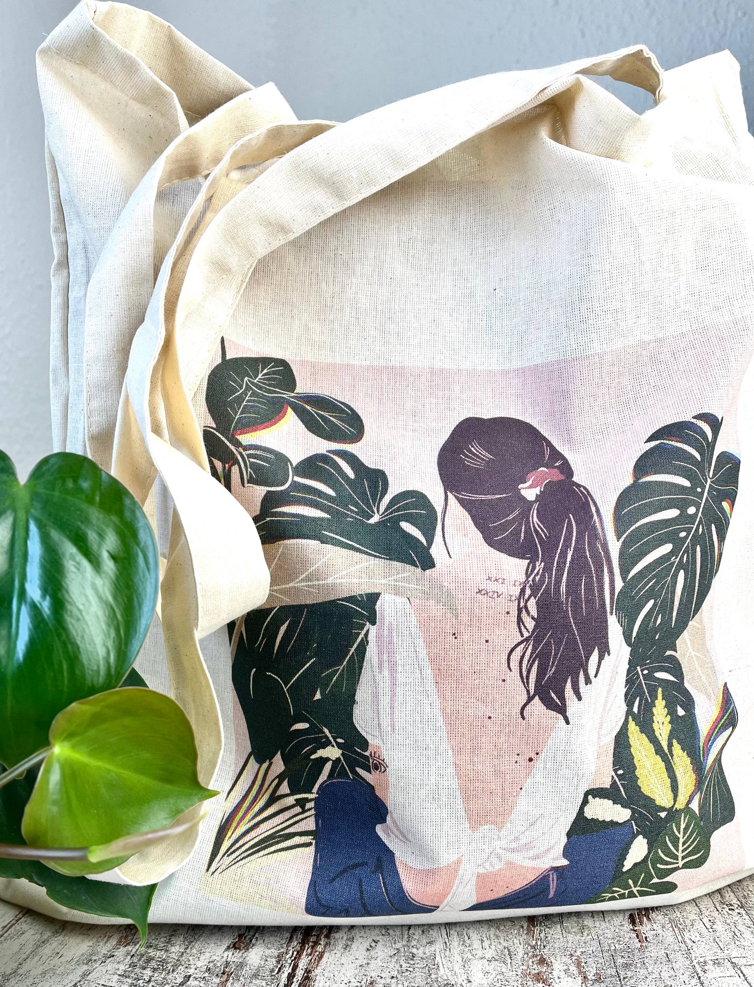 plantyintroverts - Wholesale Tote Bag - Women's - Cloth bag - Plantlady Jamy, bag Monstera, plants1