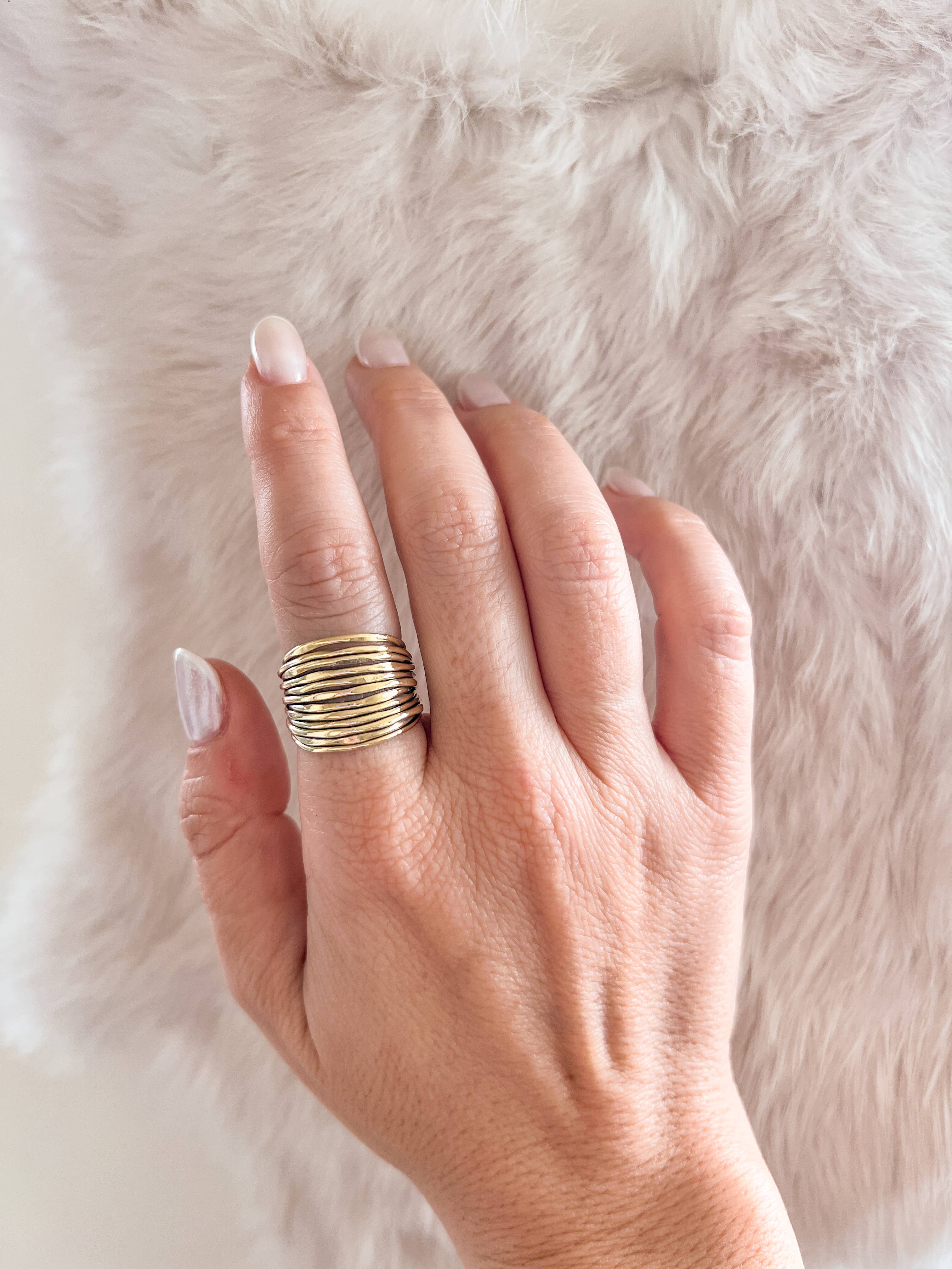 Baizaar - Vendita all'ingrosso Anelli cocktail/statement - Anello Ramble regolabile in ottone1