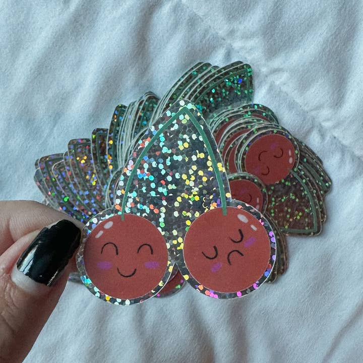 glitter cherries sticker for wholesale by VRUSSOART