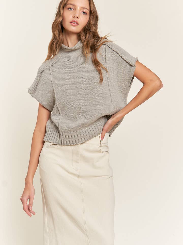 In the Beginning - Wholesale Sweater Vest - Women's - Gray Short Sleeved Sweater Vest