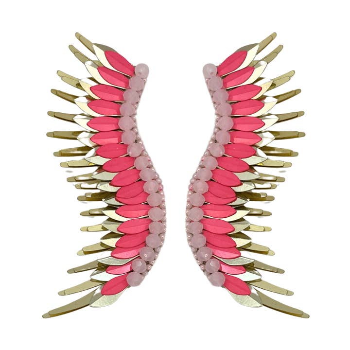 Astra Wing Earrings-Pink/Gold for wholesale by VANI TRAPANI