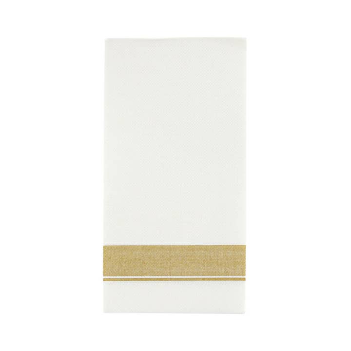EcoQuality - Wholesale Disposable Napkin - Elegant Cloth-Like Disposable Paper Dinner Napkins Gold Bord
