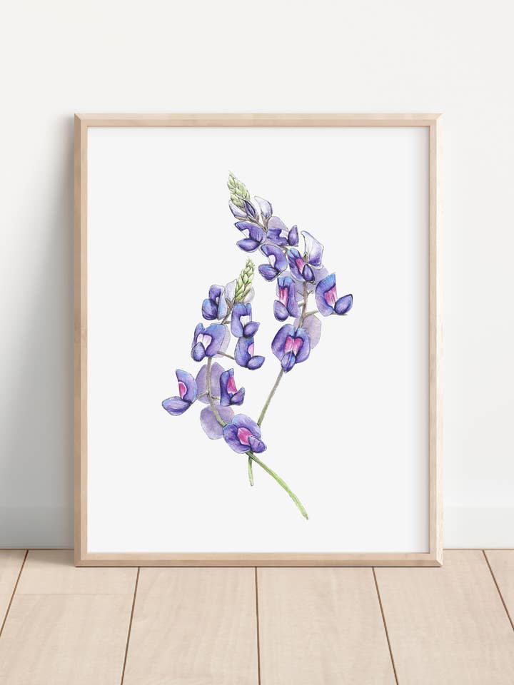 Lupine wildflower watercolor art print for wholesale by Hannah Moore Art