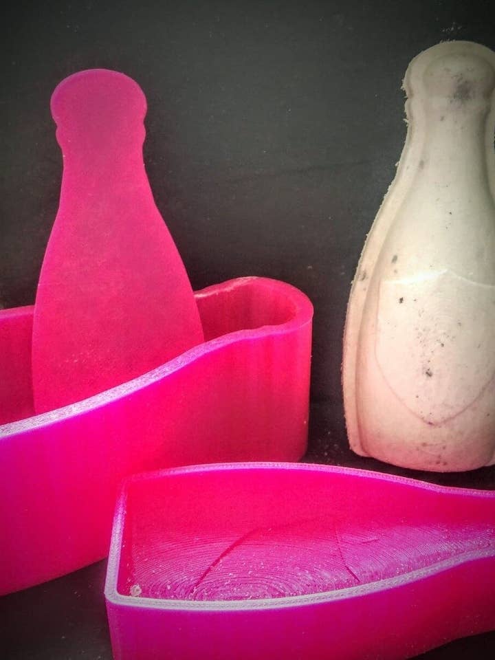 3d printed champagne bottle( BACK IS FLAT) Bath Bomb Mould for wholesale by BBHP Moulds