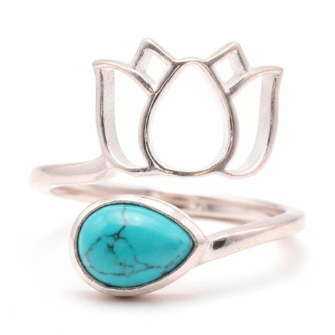 Adjustable Ring Turquoise China AA 925 Silver for wholesale by La Boîte à Cailloux