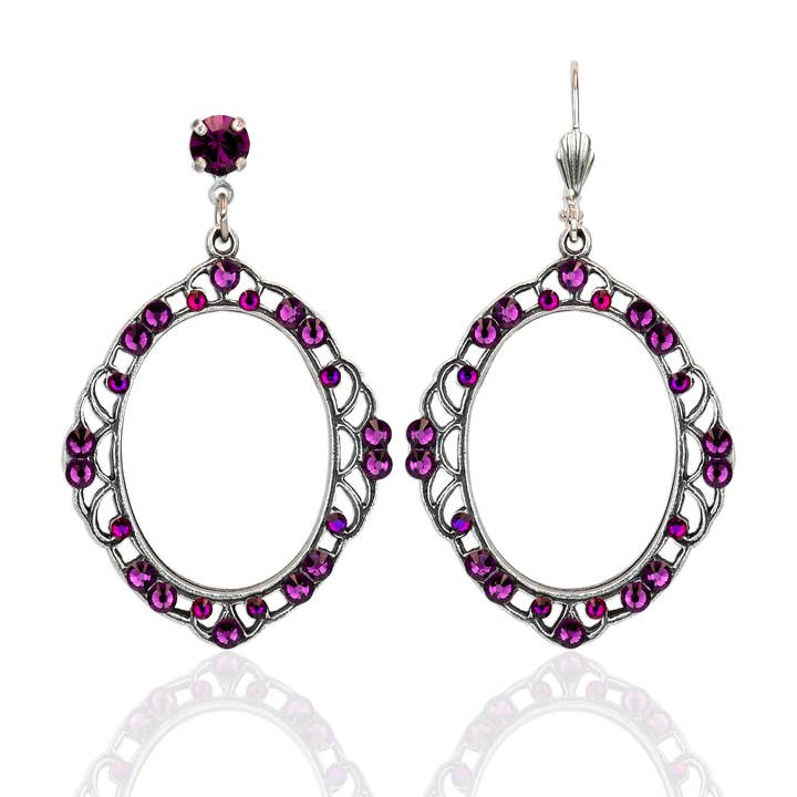 Divine Radiance Amethyst Crystal Circle Earrings for wholesale by Anne Koplik Designs, Inc.