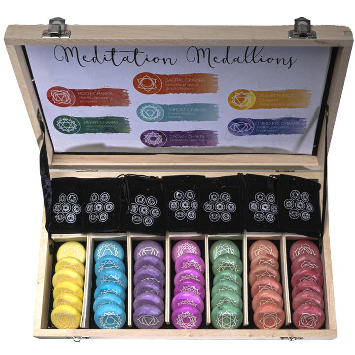 Pacific Trading - Wholesale Spiritual Stone/Crystal - 13858 Seven Chakra Meditation Display (42pcs) C/4