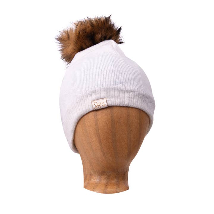Swurly - Venta al por mayor Gorro de lana - Mujer - Gorros de punto forrados en seda con pompón desmontable4