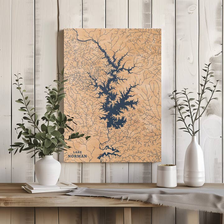 Lake Norman North Carolina Custom Lake Map for wholesale by Benoit's Design Co.