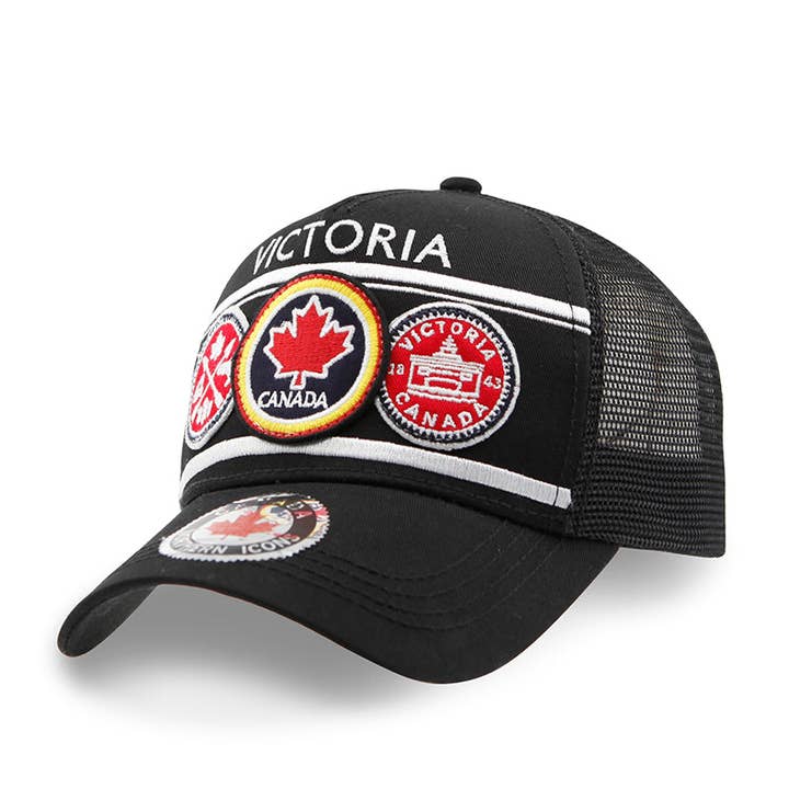Victoria patch embroidery trucker hats for wholesale by Northern Icons Canada