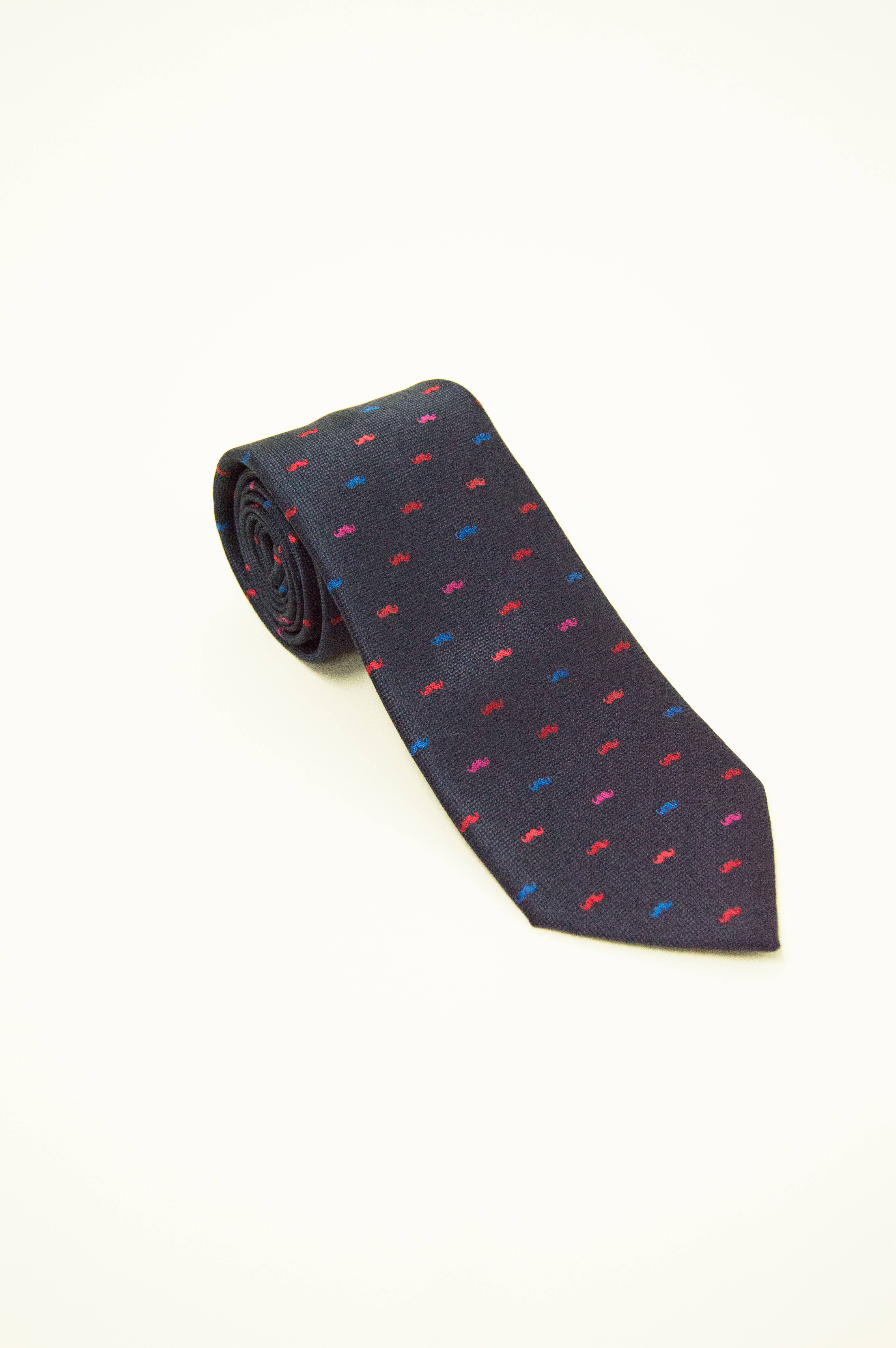 Navy Blue Wide Satin Finish Tie w/o Mustaches for wholesale on Faire0