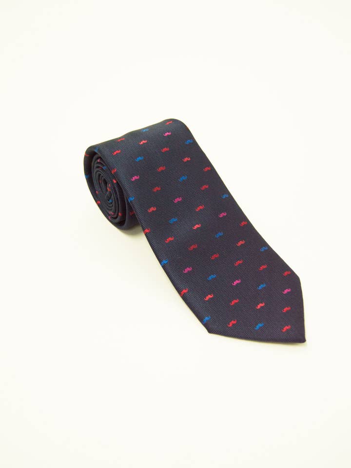 Wide Tie with Mustache Design Satin Finish for wholesale by Núñez de Arenas