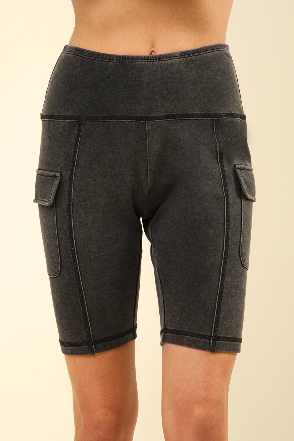VERY J – Engroshandel Shorts – Kvinder – NP70303-vaskede bløde strikkede Cargo cykelshorts2