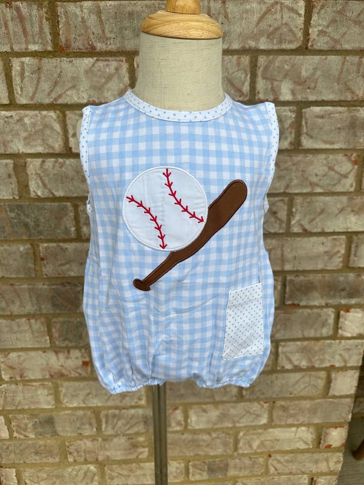 BOLHA DE BEISEBOL DE GINGHAM AZUL PARA MENINOS por atacado de Beck & Gray