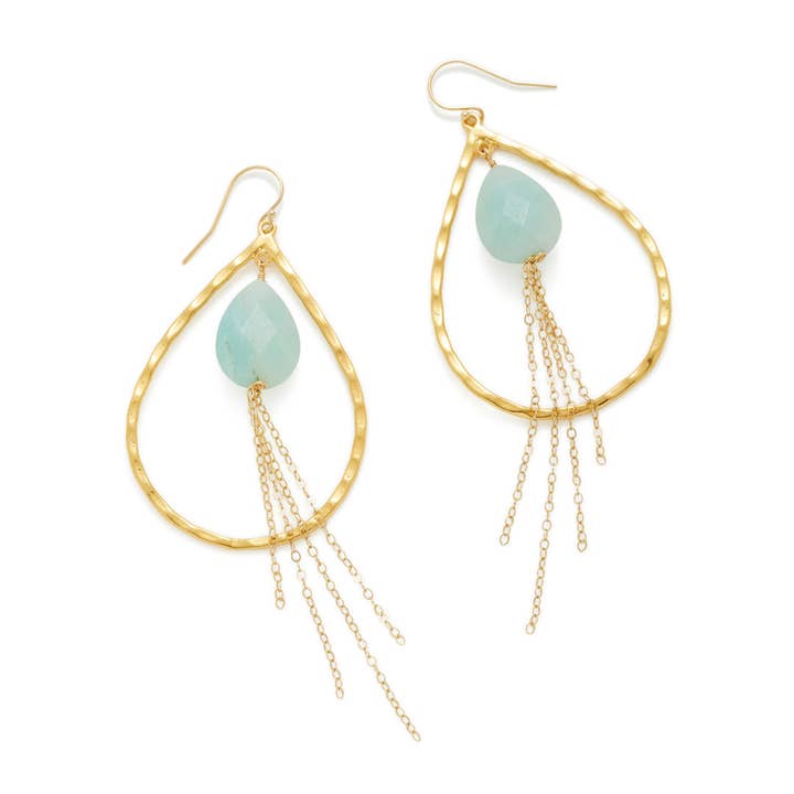 Chrissy ljusblå amazonit dinglande örhängen för wholesale av Laura Elizabeth