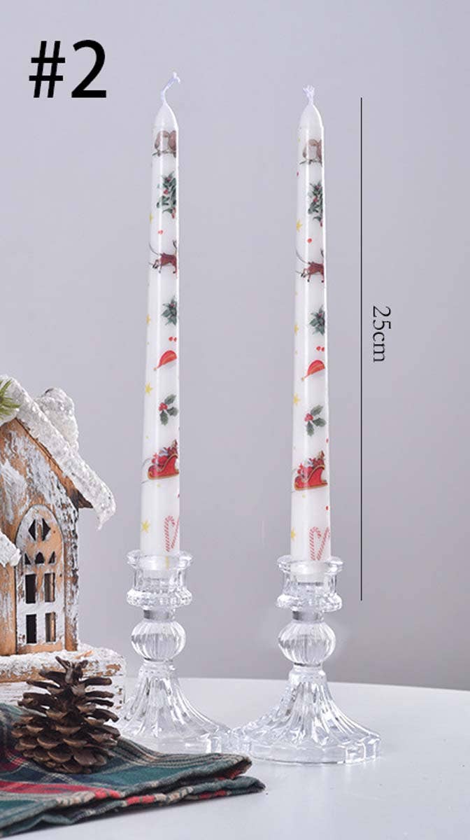 Candles Meta - Wholesale Tapered Candle/Candlestick - 25cm Smokeless Christmas Decorative Printed Taper Candle1