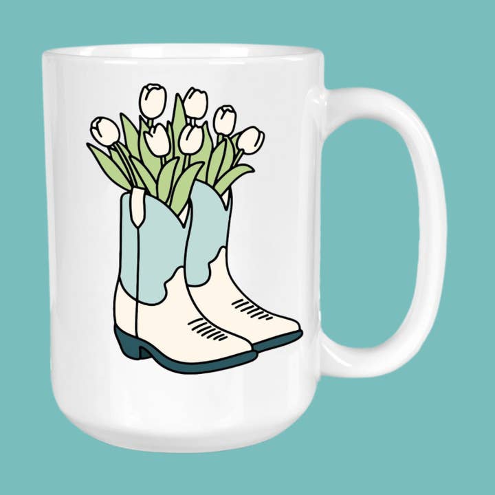 Botas de Cowboy, Túlipas, Caneca de Café por atacado de GirlySips