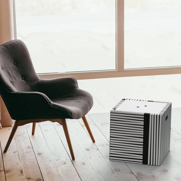 Pouf de rangement en carton écologique à motif Optical – PoufPotai Rippotai pour la vente par Rippotai