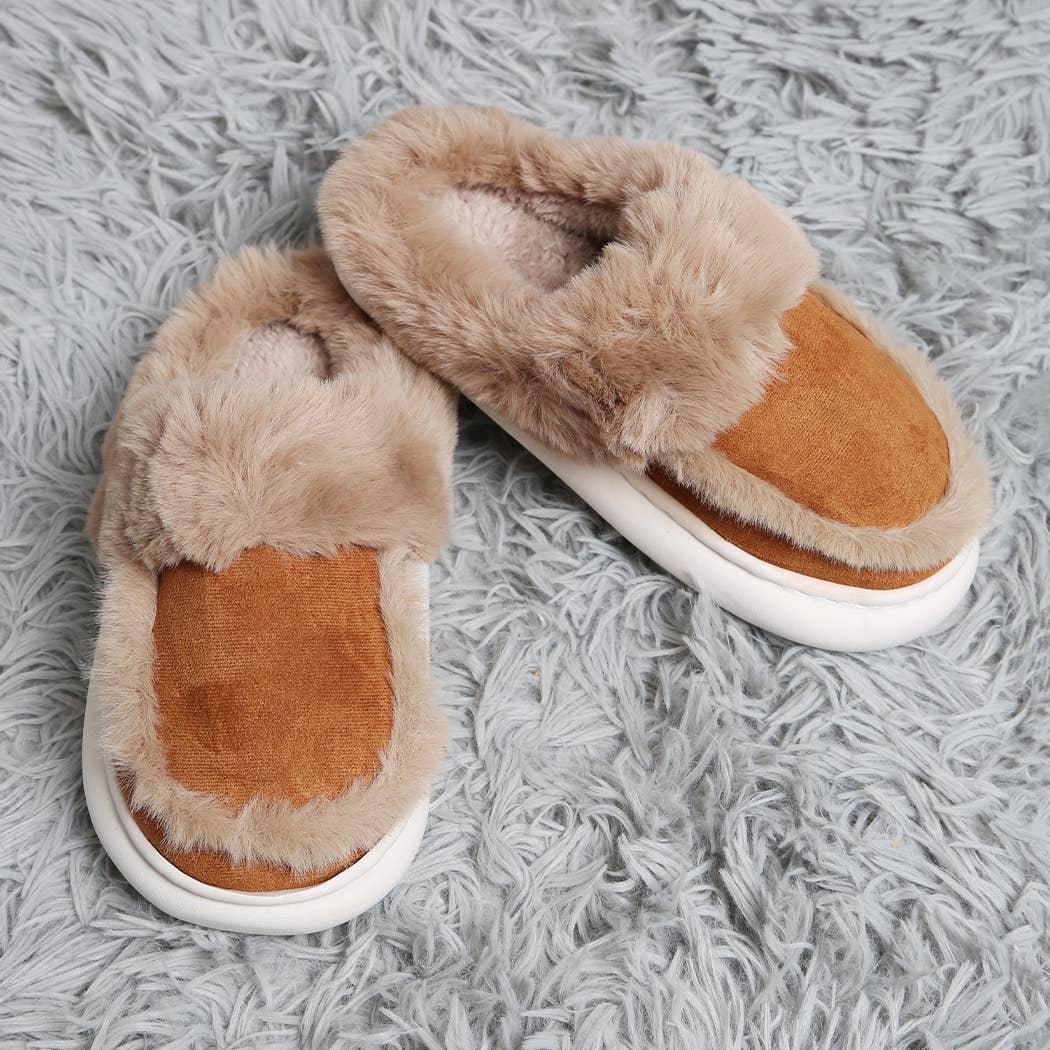 Fashion City - Wholesale Slippers - Women's - Faux Fur Suede Fuzzy Warm Slippers 12