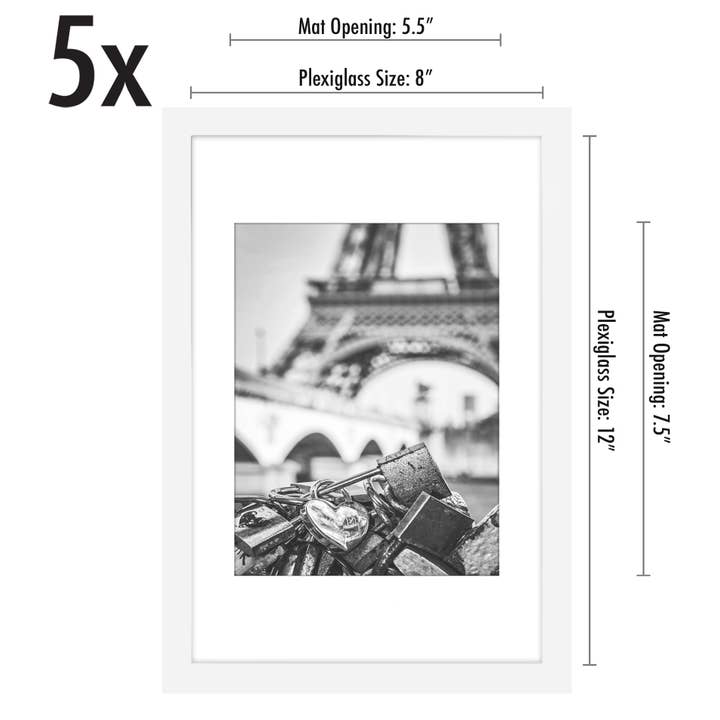 Americanflat - Wholesale Picture Frame - Americanflat Picture Frame with Mat Slim Molding (5 Pack)113